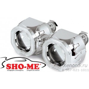 Биксеноновые линзы Sho-me G4 с квадратной линзой и неоновыми ангельскими глазками